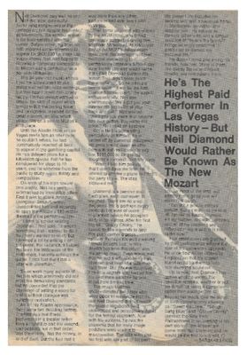 Diamond, Neil / Highest Paid Performer in Las Vegas / 1976