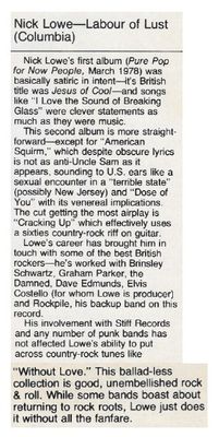 Lowe, Nick / Labour of Lust / 1979