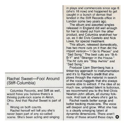 Sweet, Rachel / Fool Around / 1979