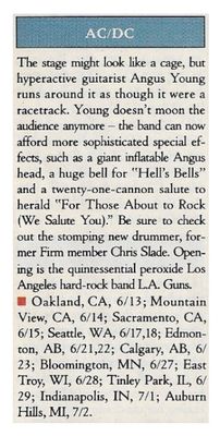 AC/DC / Tour Dates + Story / 1991