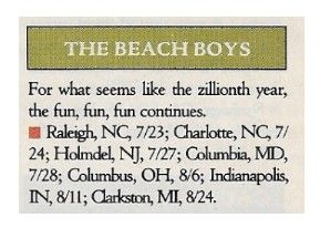 Beach Boys, The / Tour Dates + Story / 1991