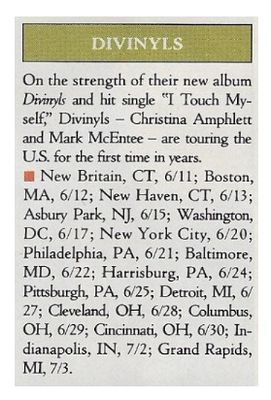 Divinyls / Tour Dates + Story / 1991