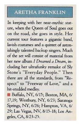 Franklin, Aretha / Tour Dates + Story / 1991