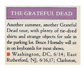 Grateful Dead / Tour Dates + Story (Part 1) / 1991