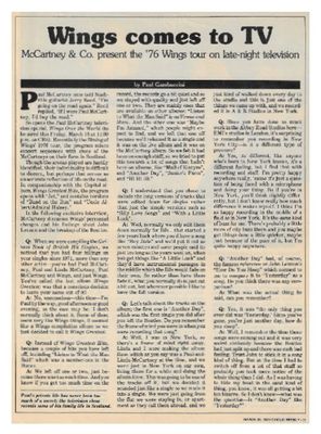 McCartney, Paul / Wings Comes to TV / 1979