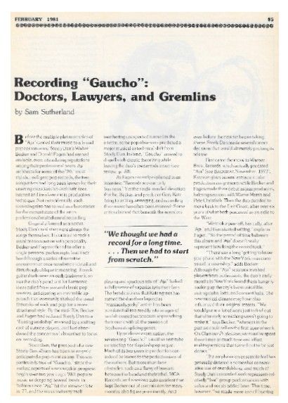 Steely Dan / Recording Gaucho: Doctors, Lawyers, and Gremlins / 1981