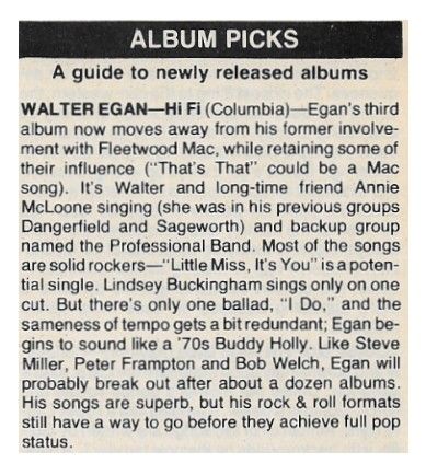 Egan, Walter / Hi Fi / 1979