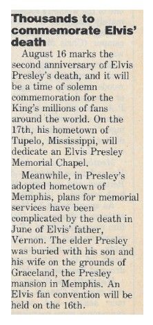 Presley, Elvis / Thousands to Commemorate Elvis' Death / 1979