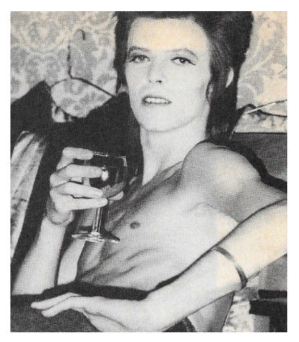 Bowie, David / Shirt Off--Drinking Glass of Wine / 1970s
