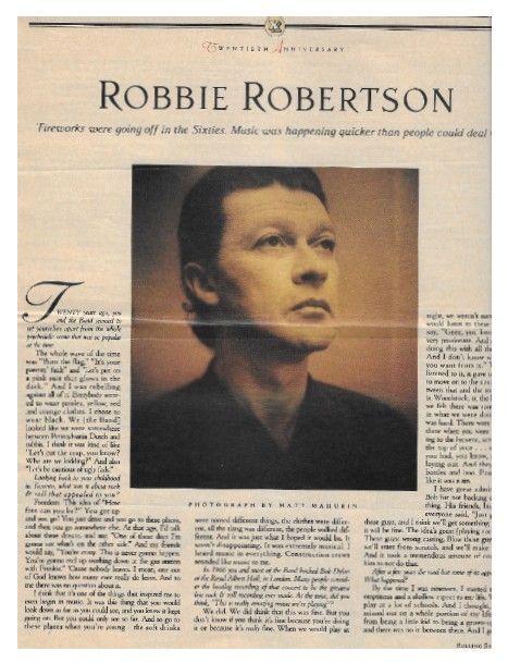 Robertson, Robbie / Rolling Stone Interview / 1987