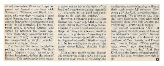 Kansas / Circus Weekly Story - Part 2 / 1978