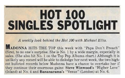 Madonna / Hot 100 Singles Spotlight / 1986