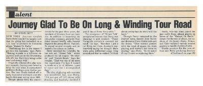 Journey / Glad to be on Long + Winding Tour Road / 1986