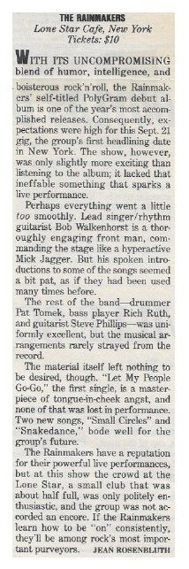 Rainmakers, The / Lone Star Cafe / 1986