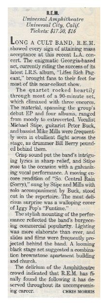 R.E.M. / Universal Amphitheatre / 1986