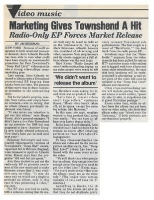 Townshend, Pete / Marketing Gives Townshend a Hit / 1986