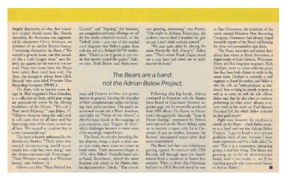 Bears, The / The Bears Are a Band, Not the Adrian Belew Project / 1987