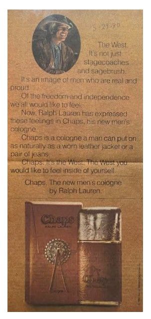 Ralph Lauren / Chaps--The New Men's Cologne / 1980