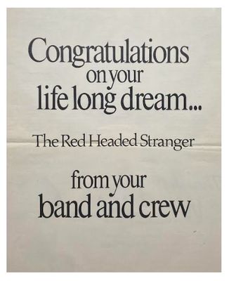 Nelson, Willie / Congratulations on Your Life Long Dream...from Your Band and Crew / 1986