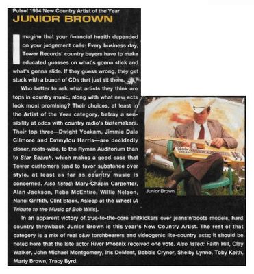 Brown, Junior / Pulse! 1994 New Country Artist of the Year / 1994