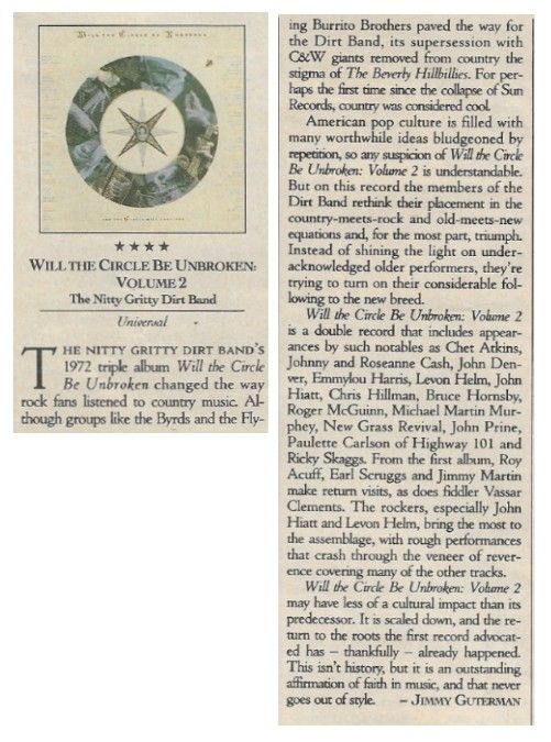Nitty Gritty Dirt Band / Will the Circle Be Unbroken: Volume 2 / 1989