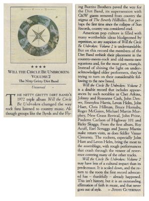 Nitty Gritty Dirt Band / Will the Circle Be Unbroken: Volume 2 / 1989