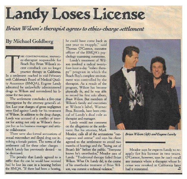 Wilson, Brian / Landy Loses License / 1989