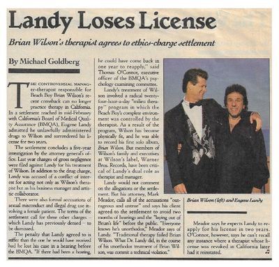 Wilson, Brian / Landy Loses License / 1989