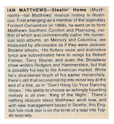 Matthews, Ian / Stealin' Home / 1979