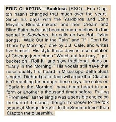 Clapton, Eric / Backless / 1979