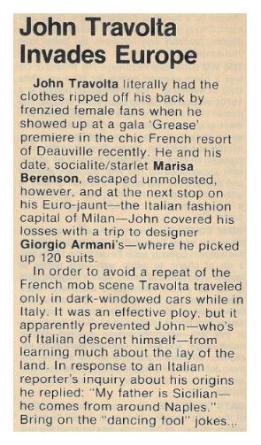 Travolta, John / John Travolta Invades Europe / 1979