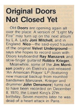 Doors, The / Original Doors Not Closed Yet / 1979