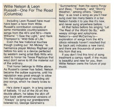 Nelson, Willie--Leon Russell / One for the Road / 1979