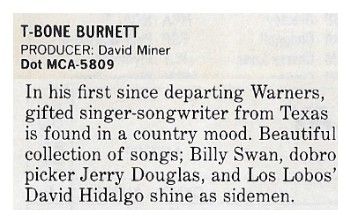 Burnett, T-Bone / T-Bone Burnett / 1986