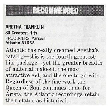 Franklin, Aretha / 30 Greatest Hits / 1986