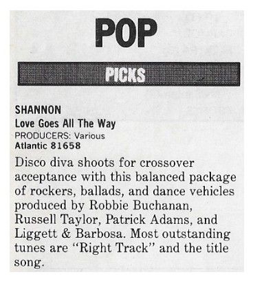 Shannon / Love Goes All the Way / 1986