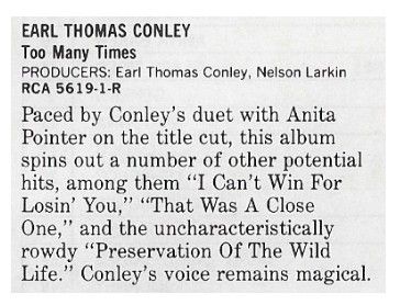 Conley, Earl Thomas / Too Many Times / 1986