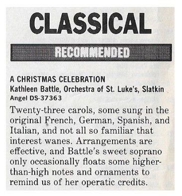 Battle, Kathleen / A Christmas Celebration / 1986