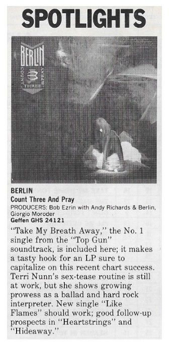 Berlin / Count Three and Pray / 1986