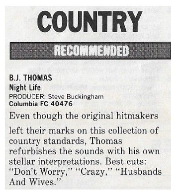Thomas, B.J. / Night Life / 1986