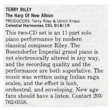 Riley, Terry / The Harp of New Albion / 1986