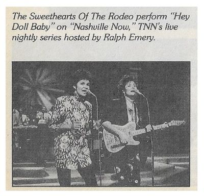 Sweethearts of the Rodeo / Nashville Now Performing Hey Doll Baby / 1986