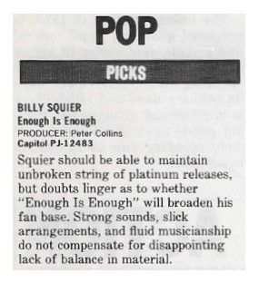 Squier, Billy / Enough Is Enough / 1986
