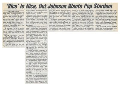 Johnson, Don / Vice is Nice, But Johnson Wants Pop Stardom / 1986