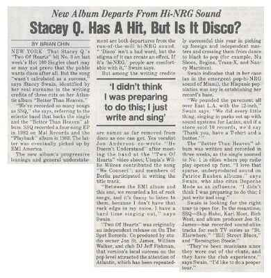 Stacey Q. / Stacey Q. Has a Hit, But is it Disco? / 1986