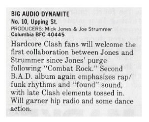 Big Audio Dynamite / No. 10, Upping St. / 1986