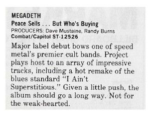Megadeth / Peace Sells...But Who's Buying / 1986