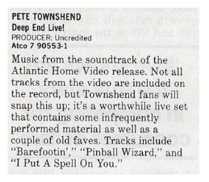 Townshend, Pete / Deep End Live! / 1986