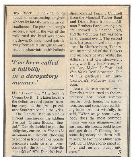 Daniels, Charlie / Rolling Stone Story / 10-7-76