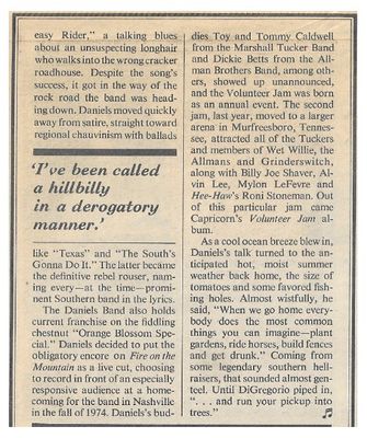 Daniels, Charlie / Rolling Stone Story / 10-7-76